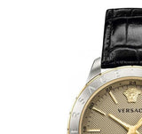 Buy Shop Versace Univers Beige Dial Black Leather Strap Watch for Men - VEBK00218 USA Online