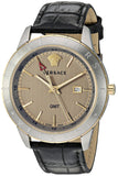 Buy Shop Versace Univers Beige Dial Black Leather Strap Watch for Men - VEBK00218 USA Online