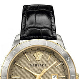 Buy Shop Versace Univers Beige Dial Black Leather Strap Watch for Men - VEBK00218 USA Online