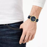 Buy Shop Versace Univers Navy Blue Dial Navy Blue Leather Strap Watch for Men - VEBK00318 USA Online