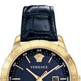 Buy Shop Versace Univers Navy Blue Dial Navy Blue Leather Strap Watch for Men - VEBK00318 USA Online