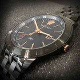 Buy Shop Versace Univers Quartz Black Dial Black Steel Strap Watch for Men - VEBK00618 USA Online
