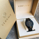 Buy Shop Versace Univers Quartz Black Dial Black Steel Strap Watch for Men - VEBK00618 USA Online
