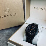 Buy Shop Versace Univers Quartz Black Dial Black Steel Strap Watch for Men - VEBK00618 USA Online