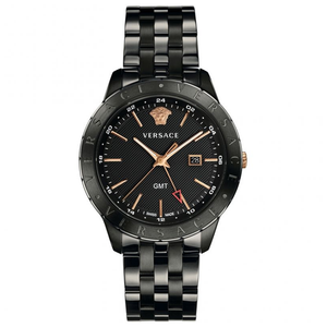 Buy Shop Versace Univers Quartz Black Dial Black Steel Strap Watch for Men - VEBK00618 USA Online