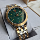 Buy Shop Versace Univers Quartz Green Dial Two Tone Steel Strap Watch for Men - VEBK00718 USA Online
