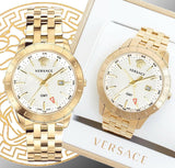 Buy Shop Versace Univers Quartz White Dial Gold Steel Strap Watch for Men - VEBK00518 USA Online