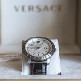 Buy Shop Versace Univers White Dial Brown Leather Strap Watch for Men - VEBK00118 USA Online