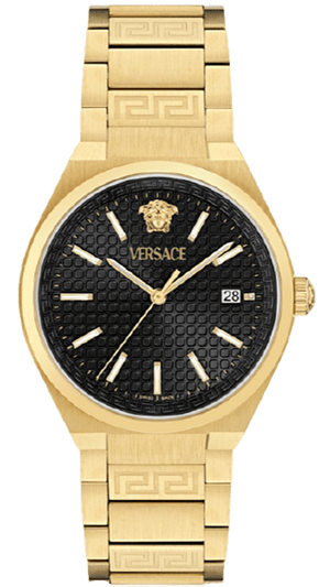 Buy Shop Versace V-Auria Quartz Black Dial Gold Steel Strap Watch for Men - VE0F00525 USA Online