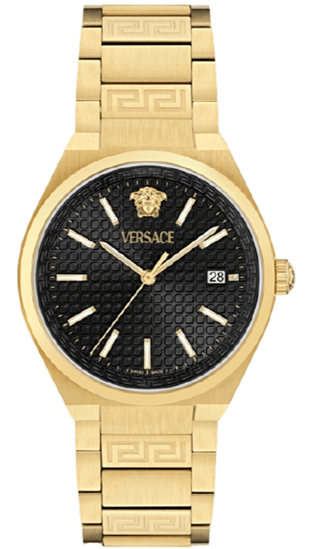 Buy Shop Versace V-Auria Quartz Black Dial Gold Steel Strap Watch for Men - VE0F00525 USA Online