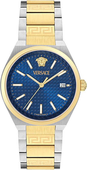Buy Shop Versace V-Auria Quartz Blue Dial Two Tone Steel Strap Watch for Men - VE0F00325 USA Online