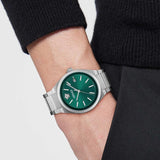 Buy Shop Versace V-Auria Quartz Green Dial Silver Steel Strap Watch for Men - VE0F00125 USA Online