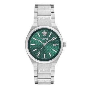 Buy Shop Versace V-Auria Quartz Green Dial Silver Steel Strap Watch for Men - VE0F00125 USA Online