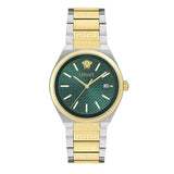 Buy Shop Versace V-Auria Quartz Green Dial Two Tone Steel Strap Watch for Men - VE0F00425 USA Online