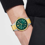 Buy Shop Versace V-Auria Quartz Green Dial Two Tone Steel Strap Watch for Men - VE0F00425 USA Online