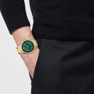 Buy Shop Versace V-Auria Quartz Green Dial Two Tone Steel Strap Watch for Men - VE0F00425 USA Online