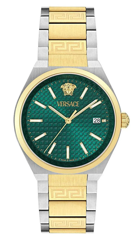 Buy Shop Versace V-Auria Quartz Green Dial Two Tone Steel Strap Watch for Men - VE0F00425 USA Online