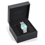 Buy Shop Versace V-Auria Quartz Turquoise Dial Silver Steel Strap Watch for Women - VE0F00225 USA Online
