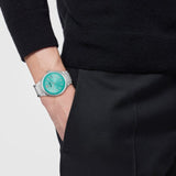 Buy Shop Versace V-Auria Quartz Turquoise Dial Silver Steel Strap Watch for Women - VE0F00225 USA Online