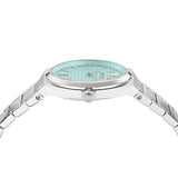 Buy Shop Versace V-Auria Quartz Turquoise Dial Silver Steel Strap Watch for Women - VE0F00225 USA Online