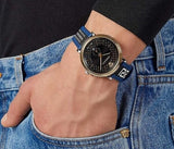 Buy Shop Versace V-Circle Black Dial Blue Leather Strap Watch for Men - VEBQ01419 USA Online