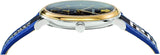 Buy Shop Versace V-Circle Black Dial Blue Leather Strap Watch for Men - VEBQ01419 USA Online