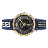Buy Shop Versace V-Circle Black Dial Blue Leather Strap Watch for Men - VEBQ01419 USA Online
