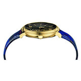 Buy Shop Versace V-Circle Black Dial Blue Leather Strap Watch for Women - VE8100218 USA Online