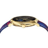 Buy Shop Versace V-Circle Black Dial Blue Leather Strap Watch for Women - VE8100218 USA Online