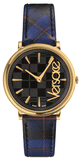 Buy Shop Versace V-Circle Black Dial Blue Leather Strap Watch for Women - VE8100218 USA Online