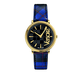 Buy Shop Versace V-Circle Black Dial Blue Leather Strap Watch for Women - VE8100218 USA Online