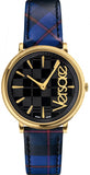 Buy Shop Versace V-Circle Black Dial Blue Leather Strap Watch for Women - VE8100218 USA Online