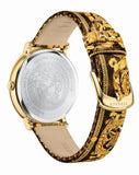 Buy Shop Versace V-Circle Black Dial Gold Leather Strap Watch for Women - VBP13017 USA Online