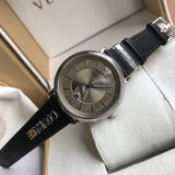 Buy Shop Versace V-Circle Black Manifesto Courage Quartz Silver Dial Black Leather Strap Watch for Men - VBQ080017 USA Online