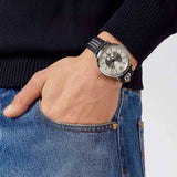 Buy Shop Versace V-Circle Black Manifesto Courage Quartz Silver Dial Black Leather Strap Watch for Men - VBQ080017 USA Online