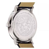 Buy Shop Versace V-Circle Black Manifesto Courage Quartz Silver Dial Black Leather Strap Watch for Men - VBQ080017 USA Online