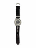 Buy Shop Versace V-Circle Black Manifesto Courage Quartz Silver Dial Black Leather Strap Watch for Men - VBQ080017 USA Online
