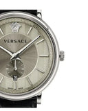 Buy Shop Versace V-Circle Black Manifesto Courage Quartz Silver Dial Black Leather Strap Watch for Men - VBQ080017 USA Online