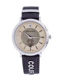 Buy Shop Versace V-Circle Black Manifesto Courage Quartz Silver Dial Black Leather Strap Watch for Men - VBQ080017 USA Online