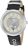 Buy Shop Versace V-Circle Black Manifesto Courage Quartz Silver Dial Black Leather Strap Watch for Men - VBQ080017 USA Online