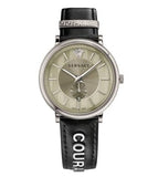 Buy Shop Versace V-Circle Black Manifesto Courage Quartz Silver Dial Black Leather Strap Watch for Men - VBQ080017 USA Online