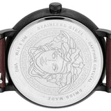 Buy Shop Versace V-Circle Manifesto Black Dial Maroon Leather Strap Watch for Men - VBQ040017 USA Online