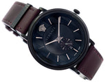 Buy Shop Versace V-Circle Manifesto Black Dial Maroon Leather Strap Watch for Men - VBQ040017 USA Online