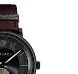 Buy Shop Versace V-Circle Manifesto Black Dial Maroon Leather Strap Watch for Men - VBQ040017 USA Online