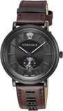 Buy Shop Versace V-Circle Manifesto Black Dial Maroon Leather Strap Watch for Men - VBQ040017 USA Online