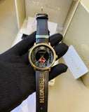Buy Shop Versace V-Circle Manifesto Edition Black Dial Black Leather Strap Watch for Men - VBQ050017 USA Online