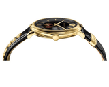 Buy Shop Versace V-Circle Manifesto Edition Black Dial Black Leather Strap Watch for Men - VBQ050017 USA Online