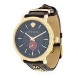 Buy Shop Versace V-Circle Manifesto Edition Black Dial Black Leather Strap Watch for Men - VBQ050017 USA Online