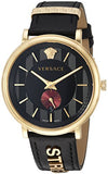 Buy Shop Versace V-Circle Manifesto Edition Black Dial Black Leather Strap Watch for Men - VBQ050017 USA Online