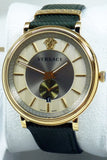 Buy Shop Versace V-Circle Manifesto Gold Dial Black Leather Strap Watch for Men - VBQ030017 USA Online